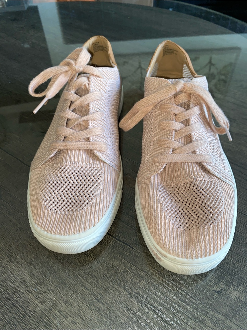 Lucky Brand Knit Lace-Up Sneakers - Light Pink